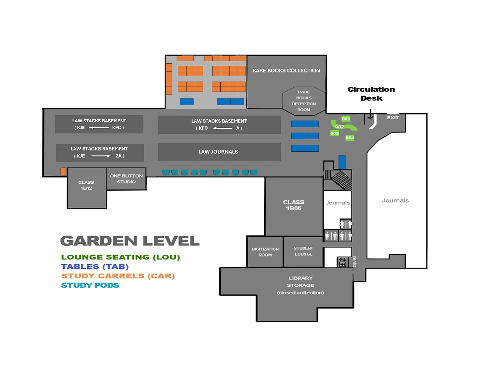 Law Library Garden Level Map
